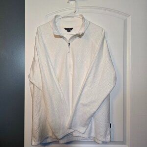 Eddie Bauer Women's Long Sleeve Polar Fleece White Quarter Zip Pullover- XXL